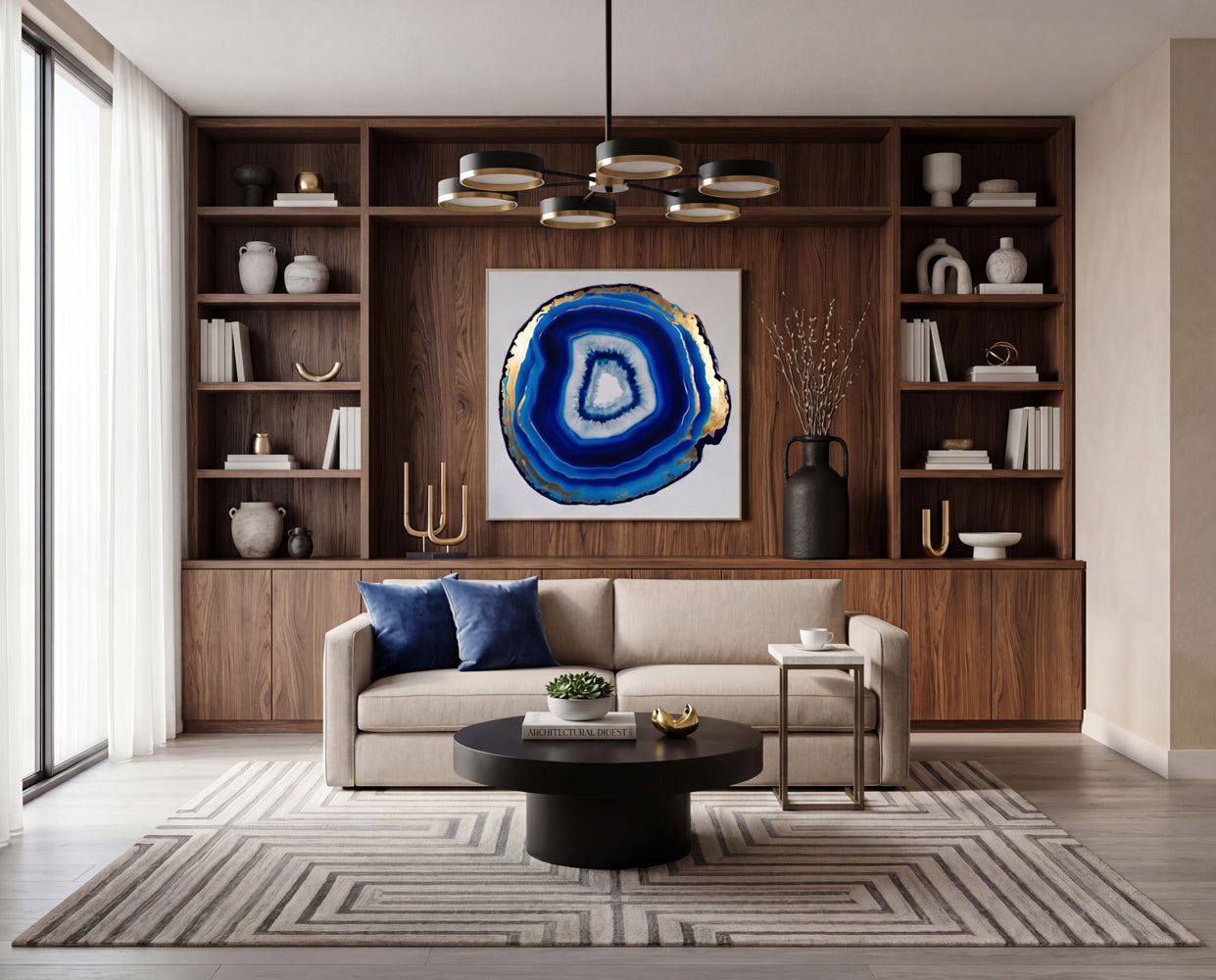 Blue Agate - 48" X 48" - Gold Frame