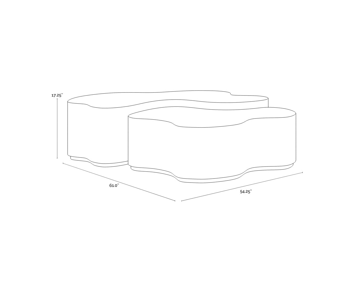 Boise Nesting Coffee Tables (Set Of 2) dimensions schematic