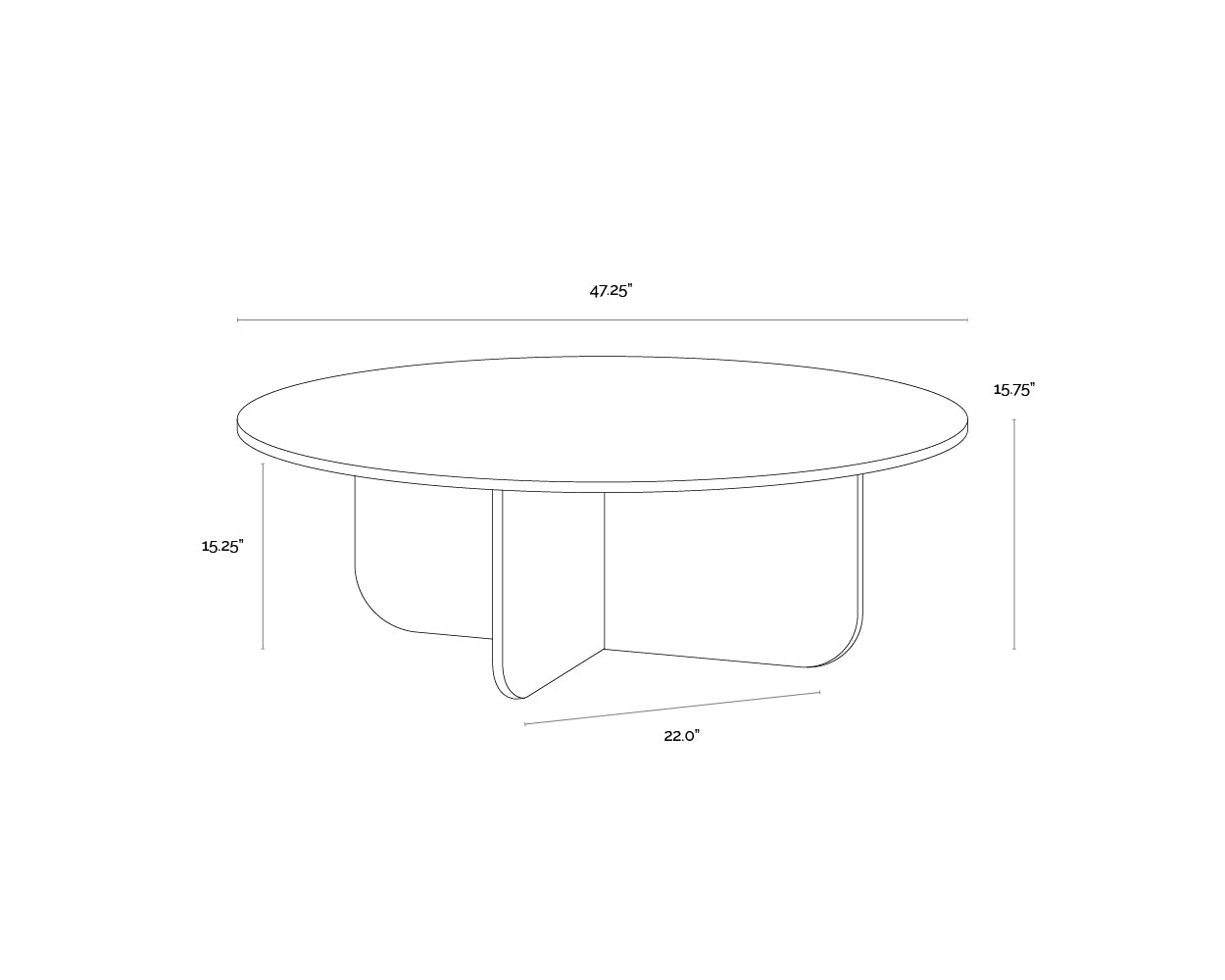 Bonita Coffee Table dimensions schematic