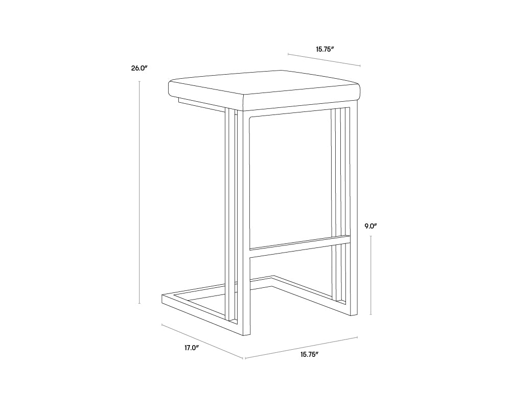 Boone Counter Stool - Black dimensions schematic