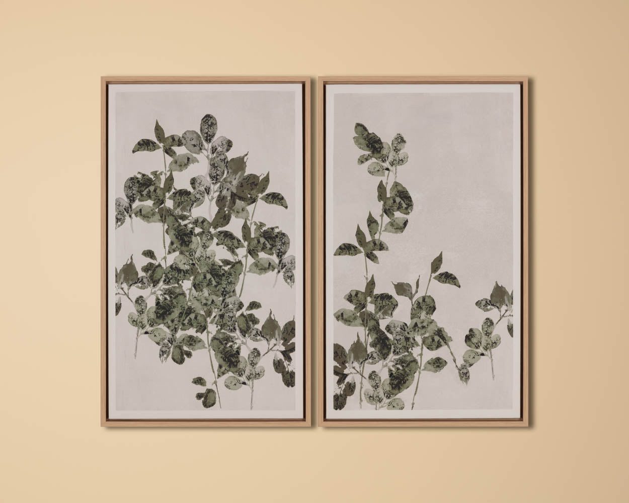 Botanical Study I - 18.5" X 31" - Natural Floater Frame