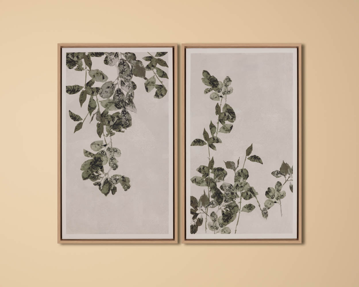 Botanical Study II - 18.5" X 31" - Natural Floater Frame