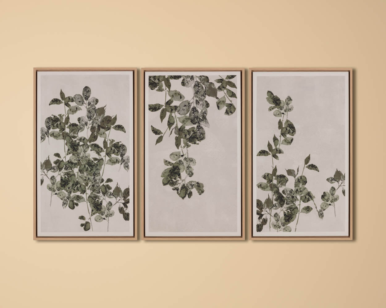 Botanical Study II - 18.5" X 31" - Natural Floater Frame