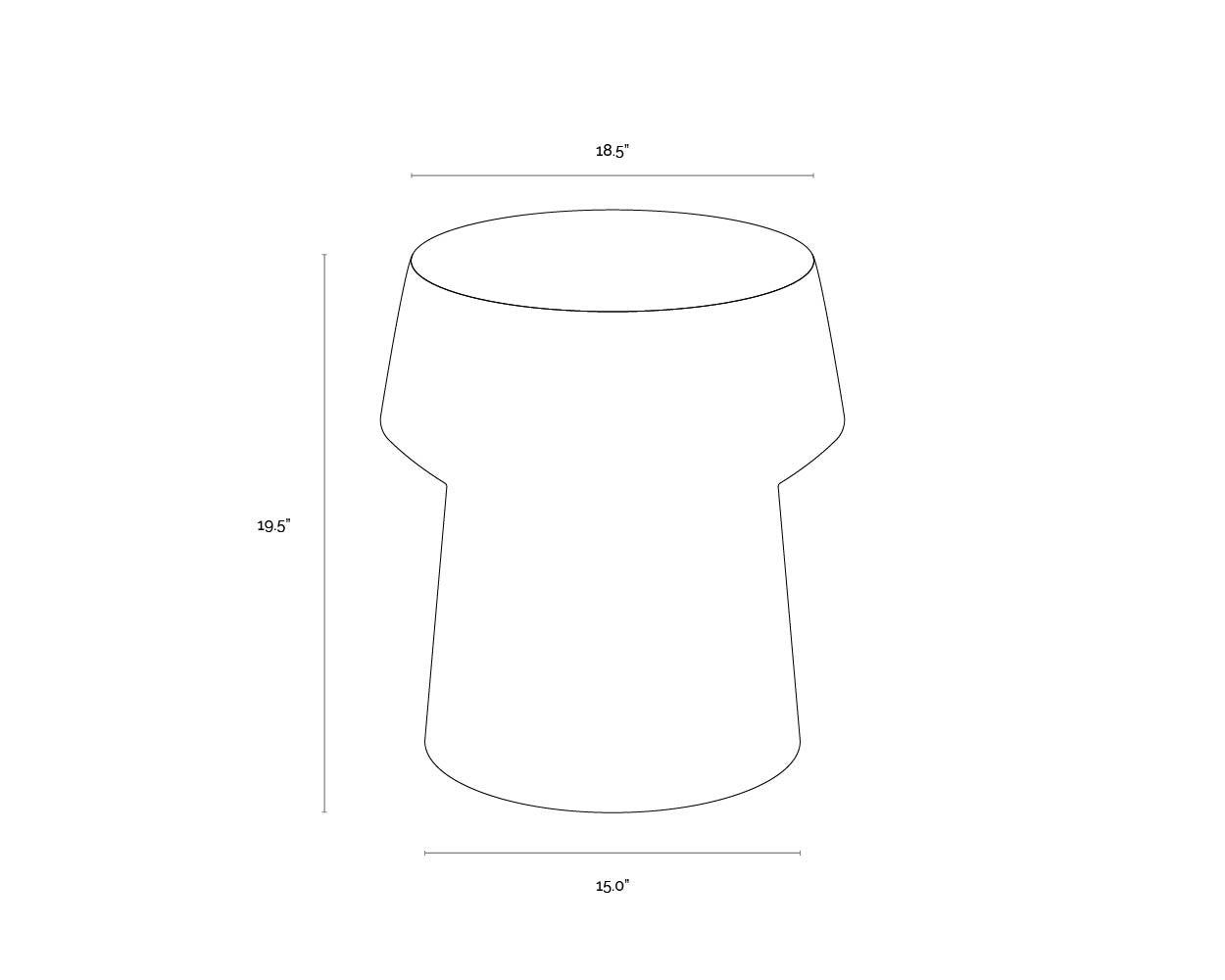 Brie End Table dimensions schematic