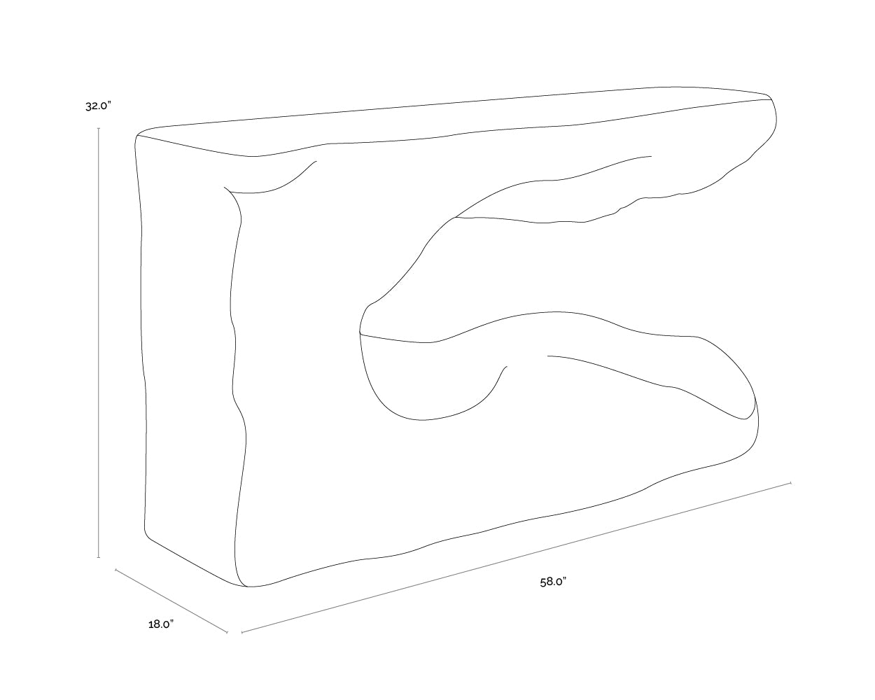 Brixham Console Table dimensions schematic
