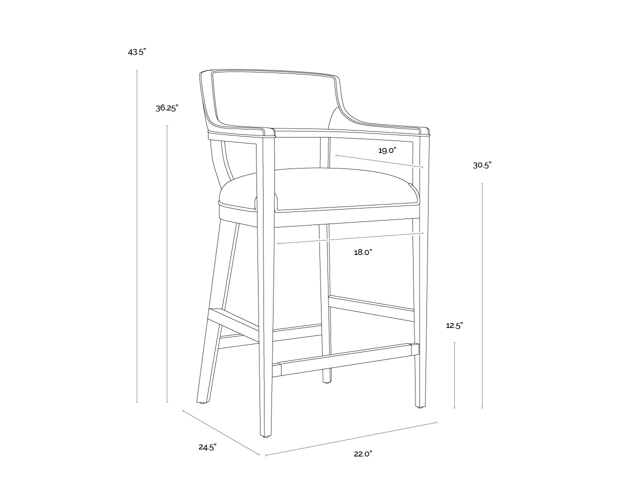 Brylea Barstool - Brown dimensions schematic