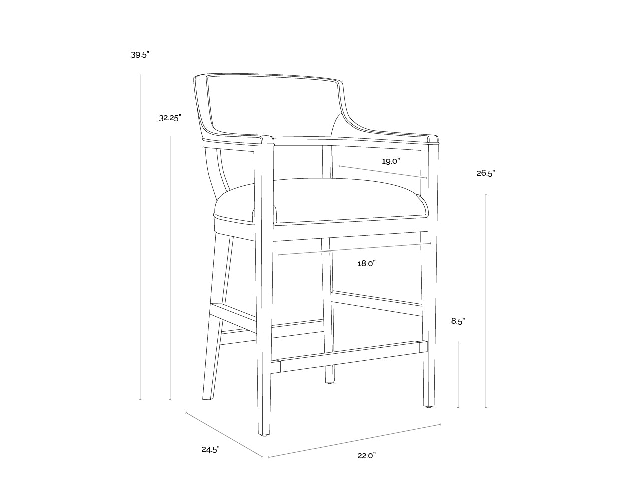 Brylea Counter Stool - Brown dimensions schematic