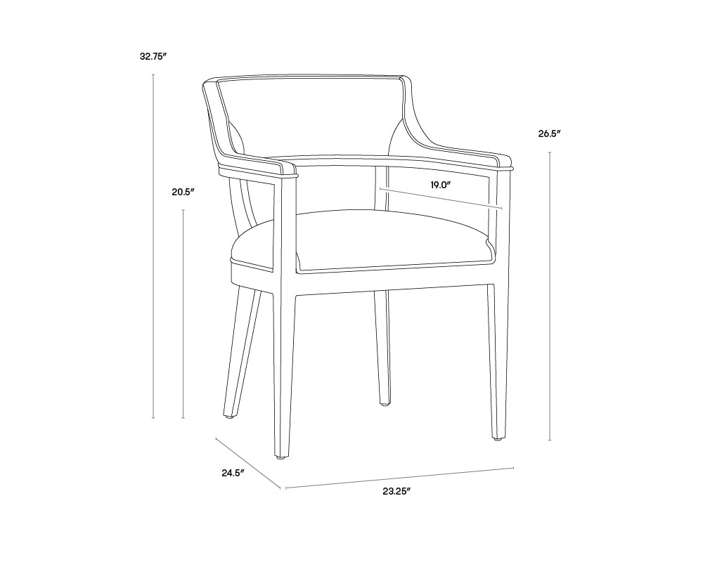 Brylea Dining Armchair - Brown dimensions schematic