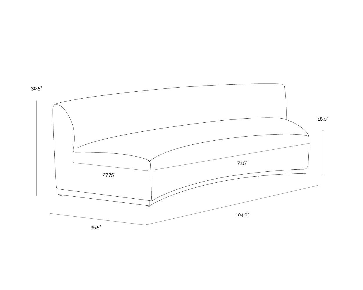 Cadiz Modular Sofa dimensions schematic