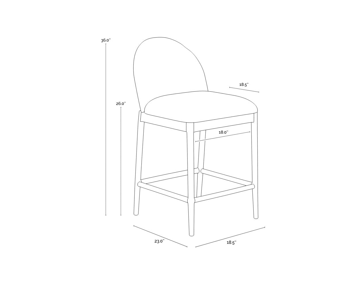 Calandri Counter Stool - Black dimensions schematic