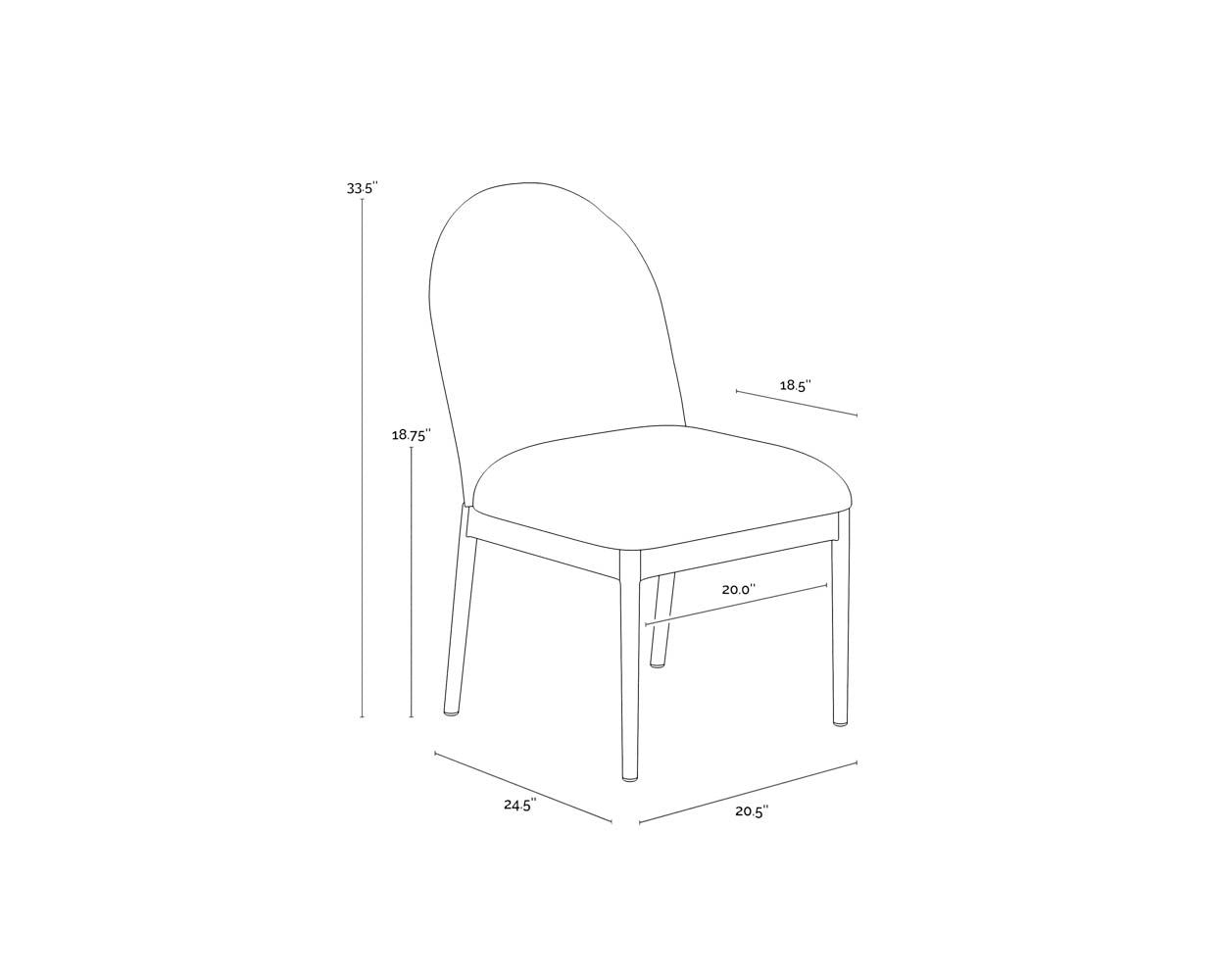 Calandri Dining Chair - Black dimensions schematic
