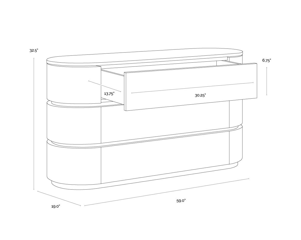 Caldora Dresser dimensions schematic