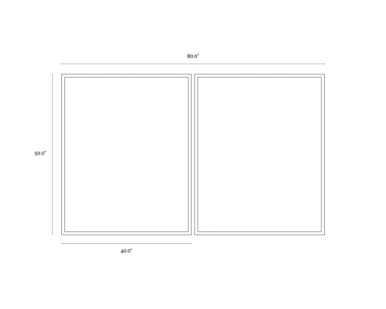 Calm Reflection (Set Of 2) - 40" X 50" - Natural Floater Frame dimensions schematic