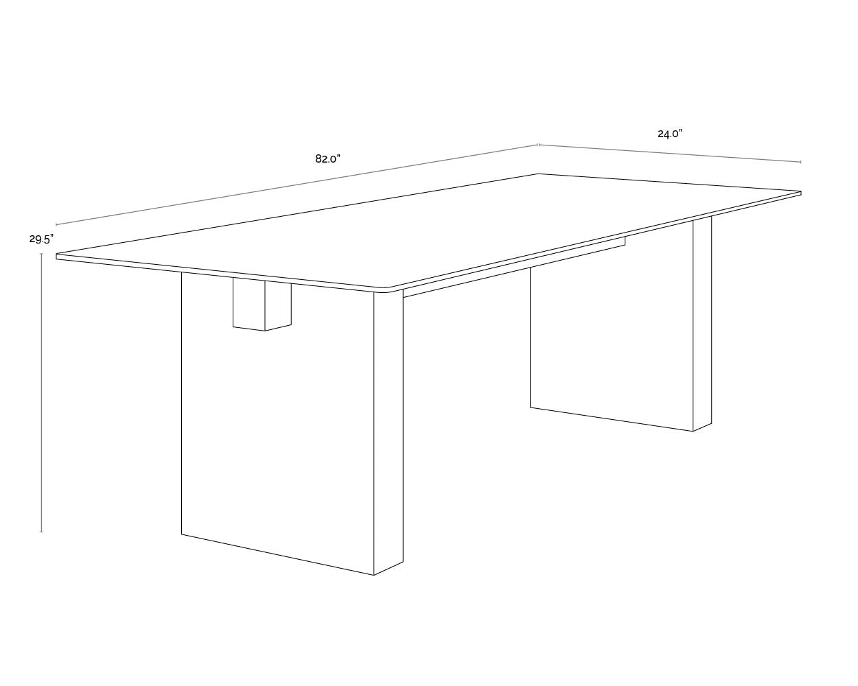 Calvosa Dining Table Base dimensions schematic