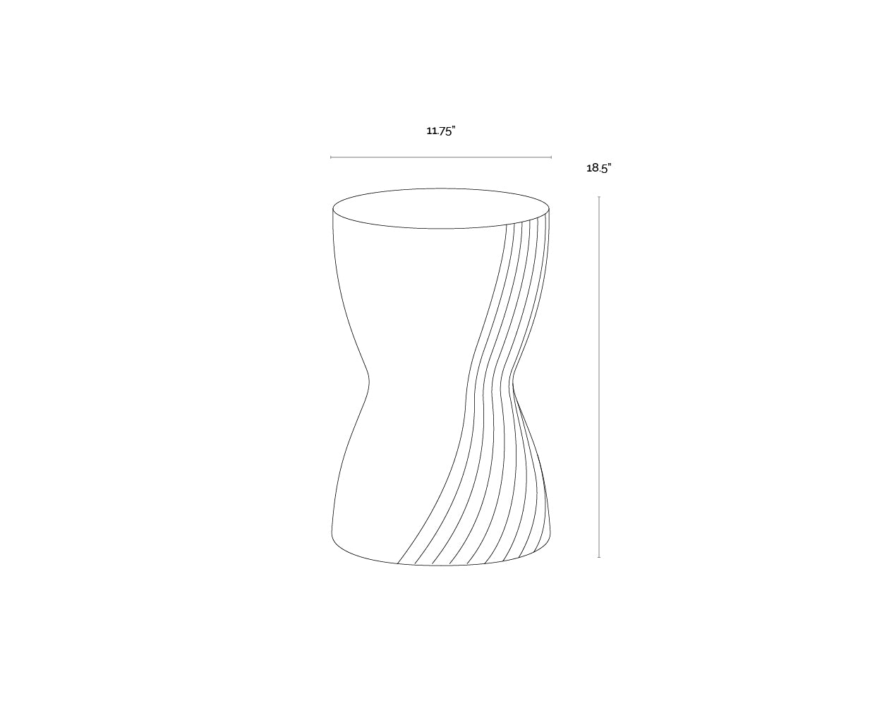 Cara End Table - Marble Look dimensions schematic