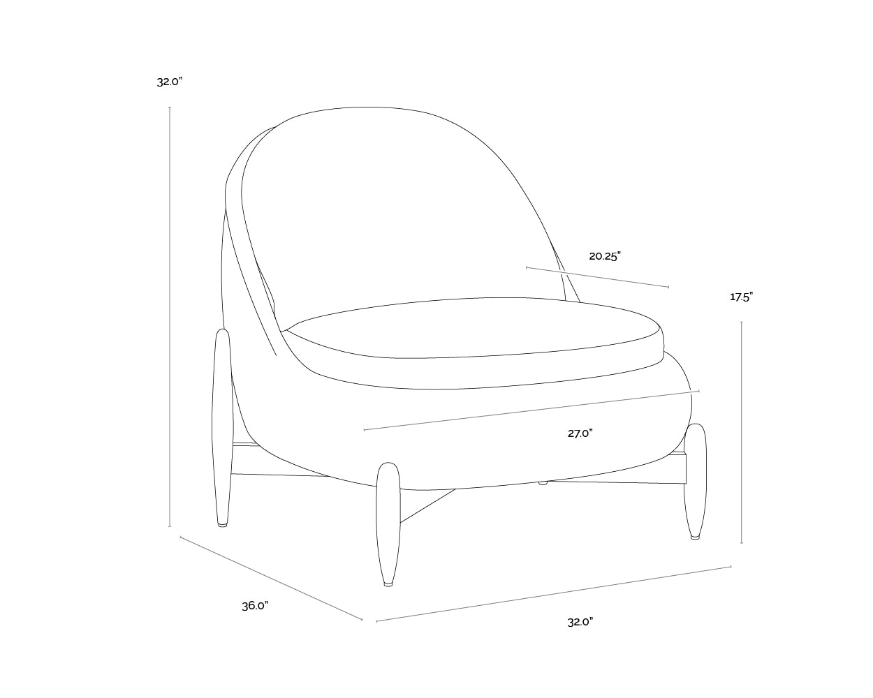 Carilo Lounge Chair dimensions schematic
