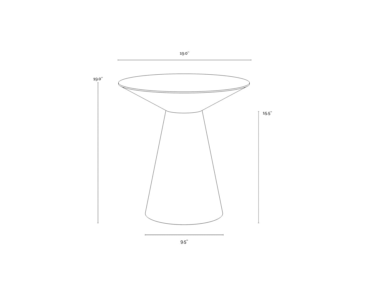 Carmel End Table dimensions schematic