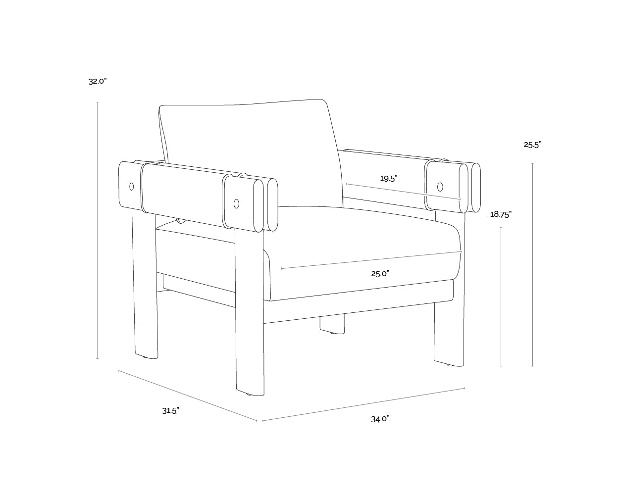 Carmichael Lounge Chair dimensions schematic
