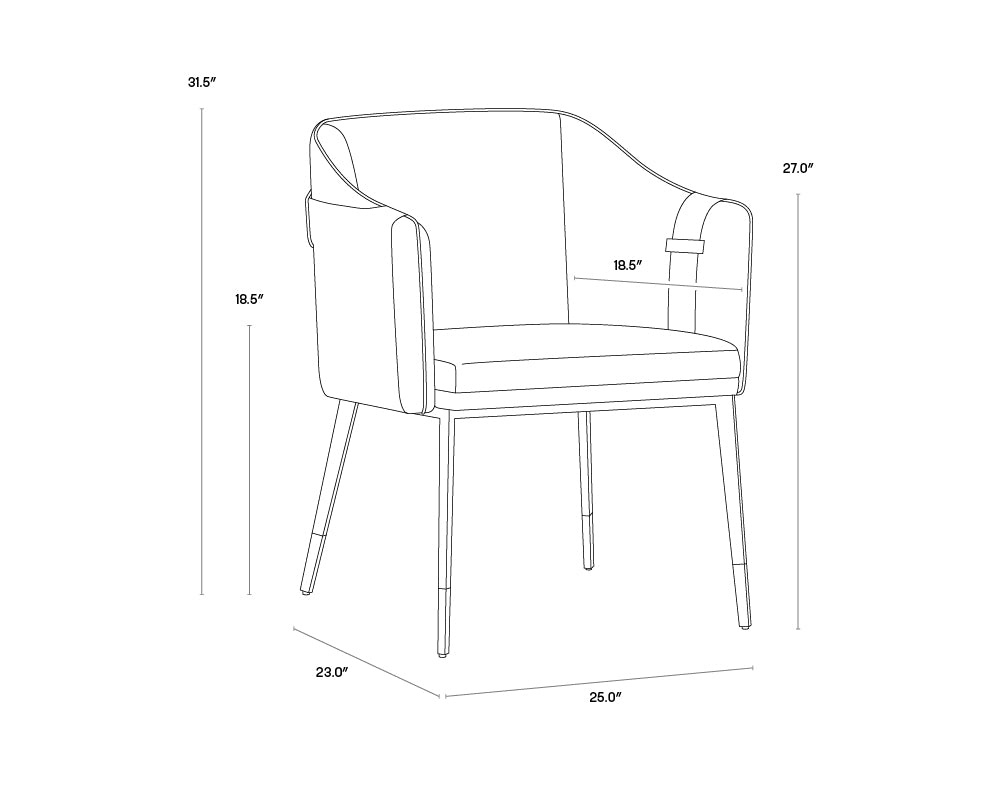 Carter Dining Armchair dimensions schematic