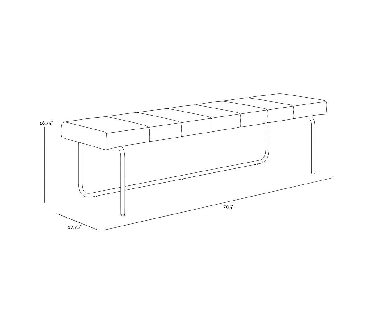 Casimir Bench dimensions schematic