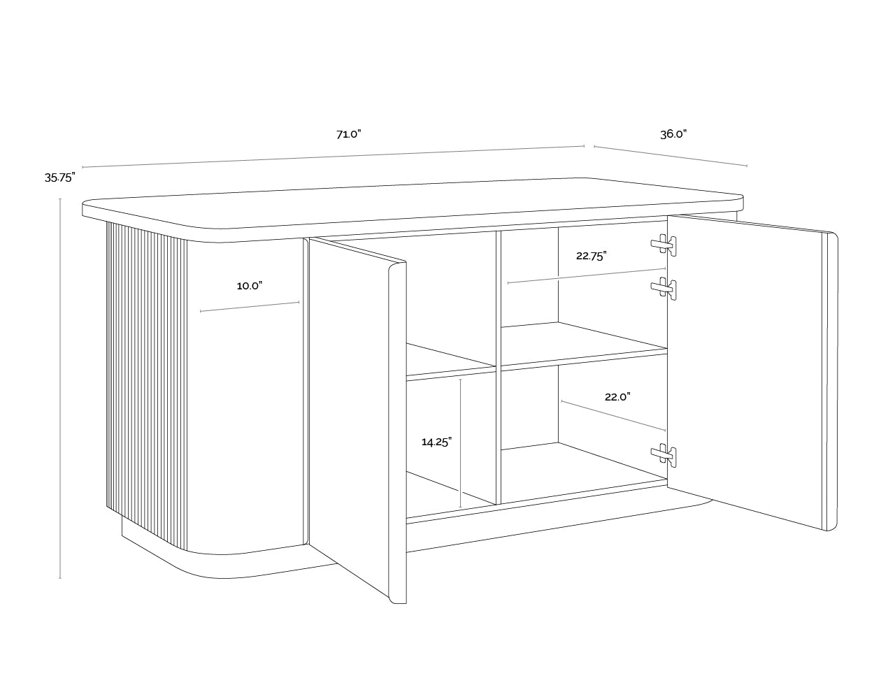 Cataldi Kitchen Island dimensions schematic
