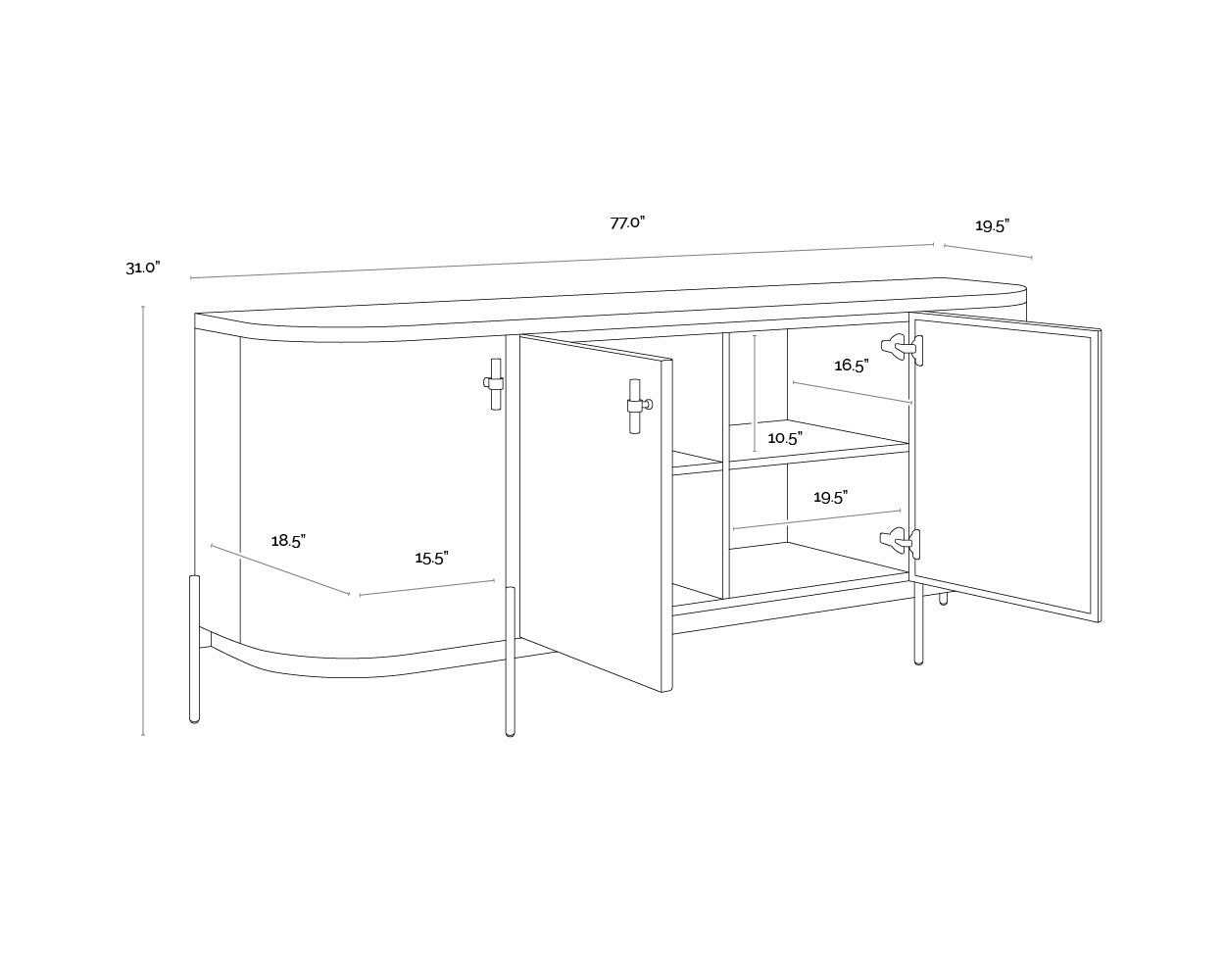 Cataldi Sideboard dimensions schematic