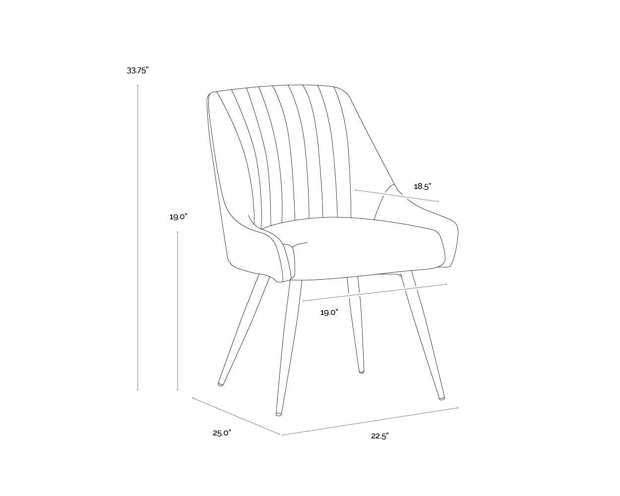 Chardon Dining Chair dimensions schematic