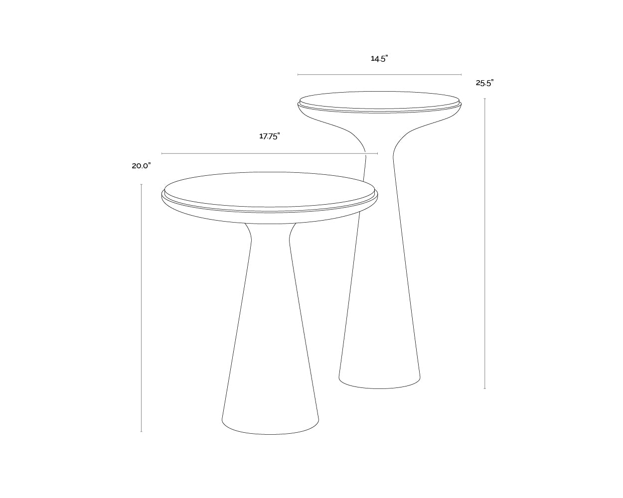 Chizu Nesting End Tables (Set Of 2) dimensions schematic