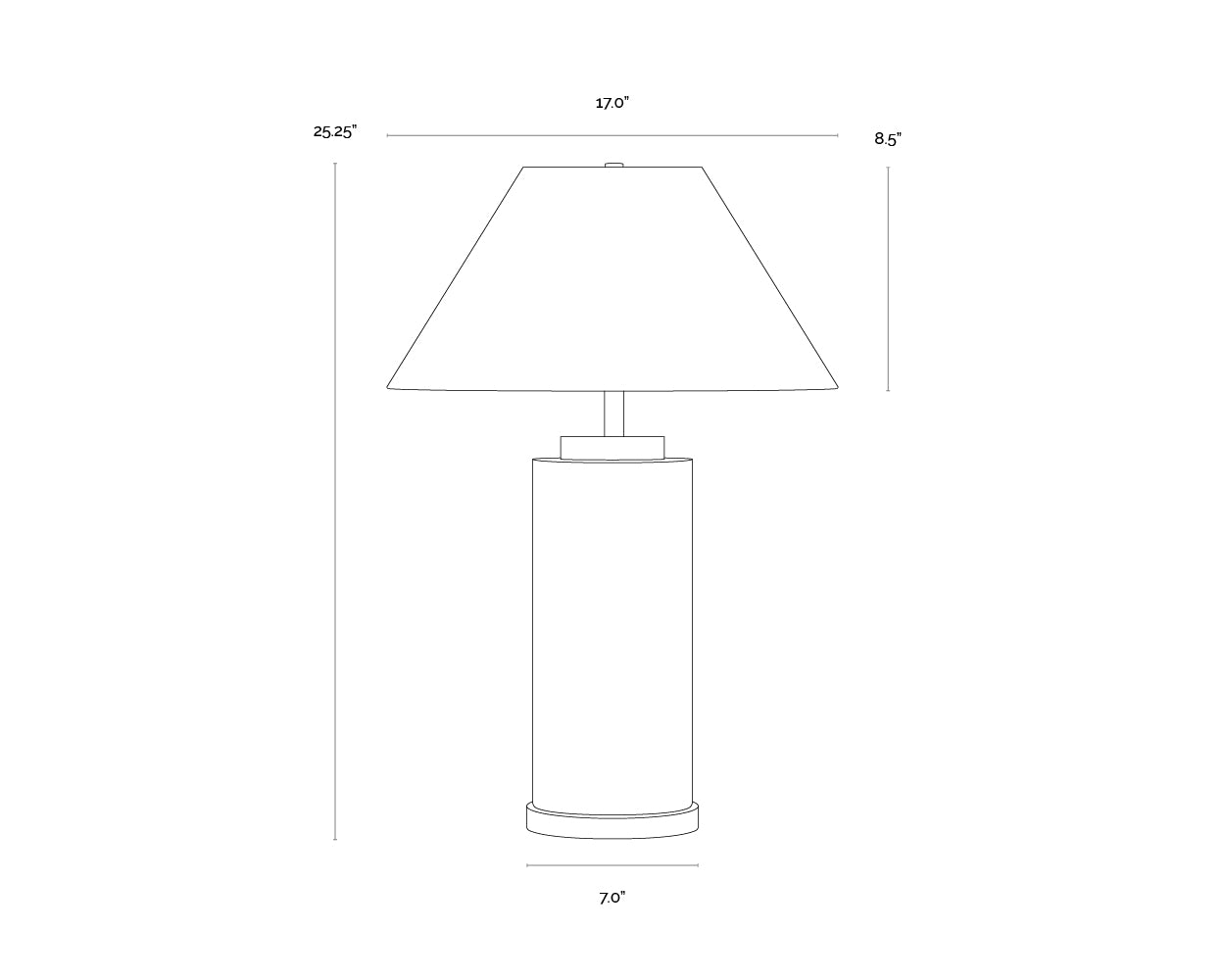 Cilla Table Lamp dimensions schematic
