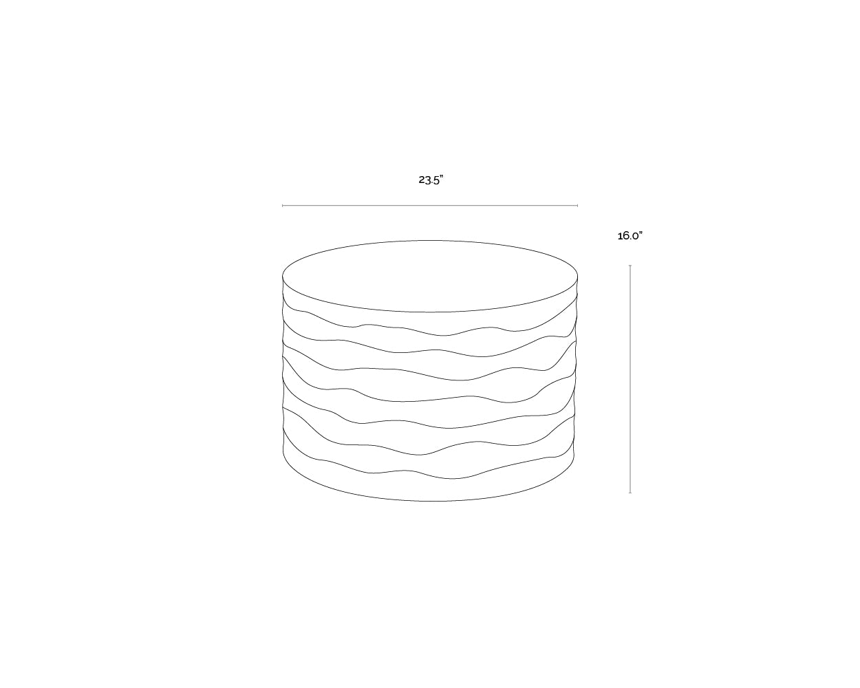 Corey Coffee Table - Small dimensions schematic