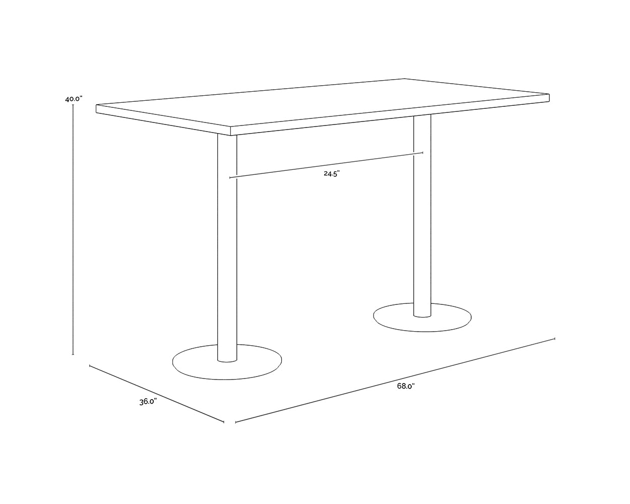 Corina Bar Table dimensions schematic