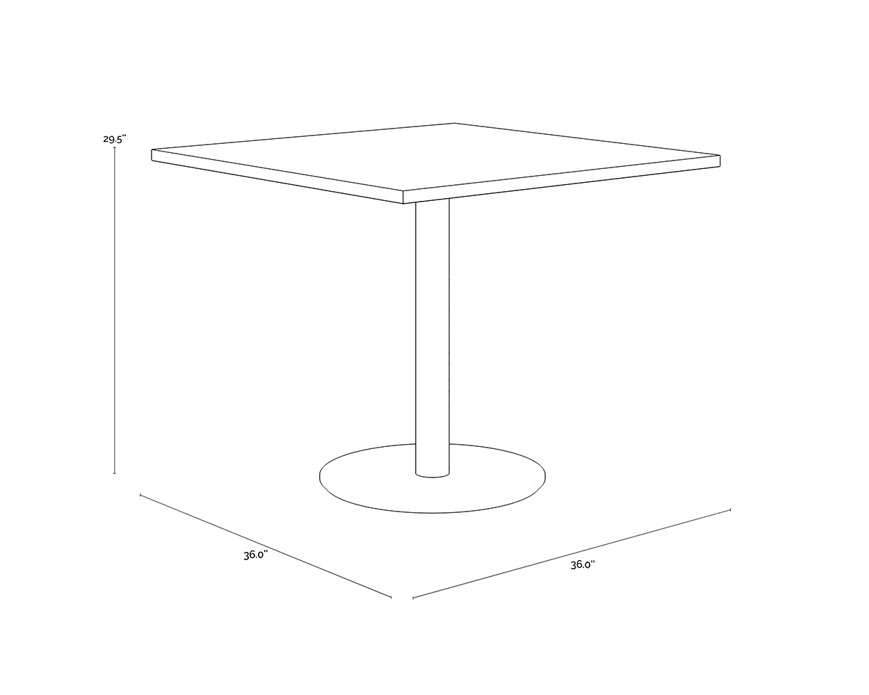 Corina Bistro Table - 36" dimensions schematic