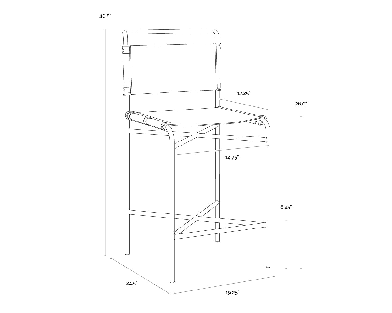 Corrigan Counter Stool dimensions schematic