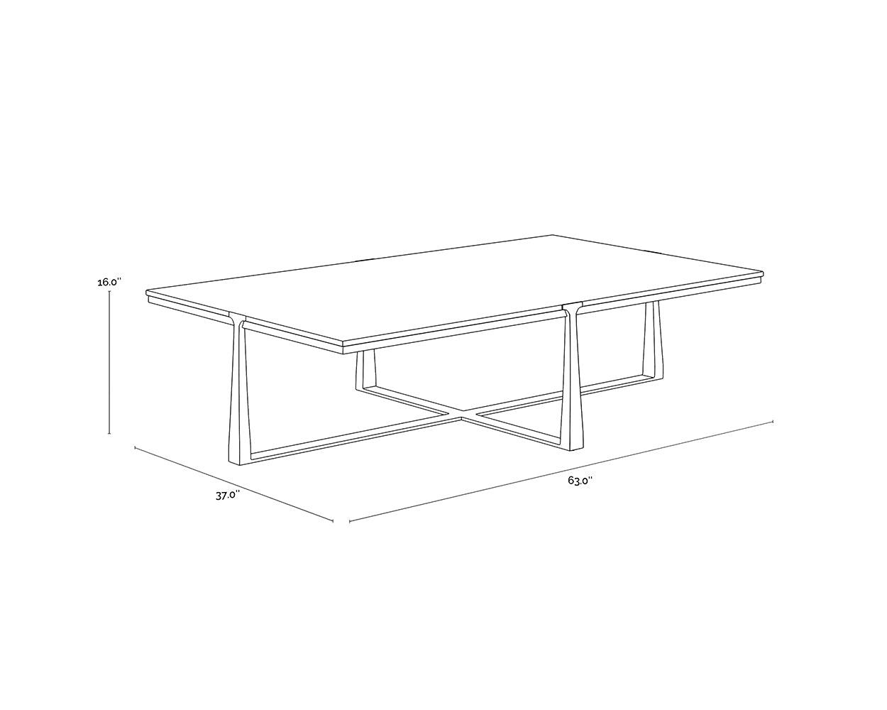 Cowell Coffee Table - White Marble dimensions schematic