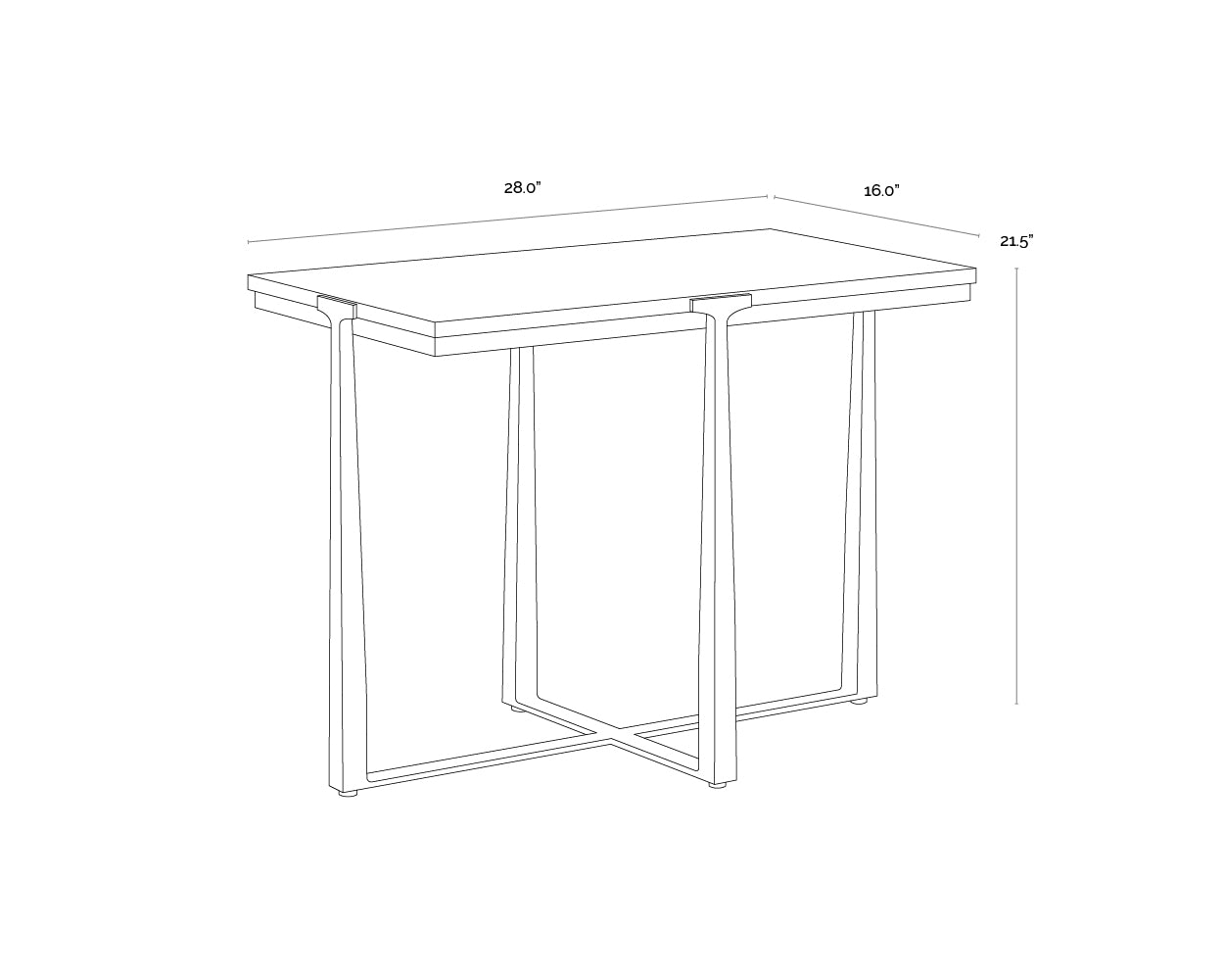 Cowell Side Table - White Marble dimensions schematic