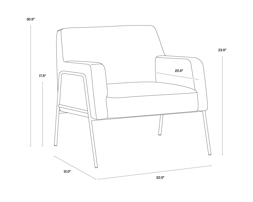 Cybil Lounge Chair dimensions schematic