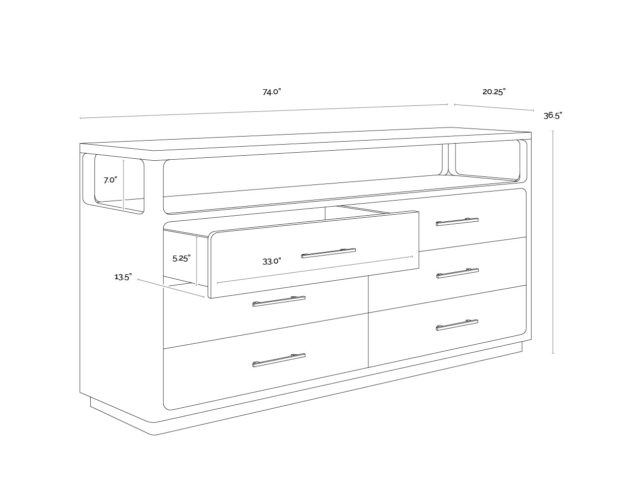 Danette Dresser dimensions schematic