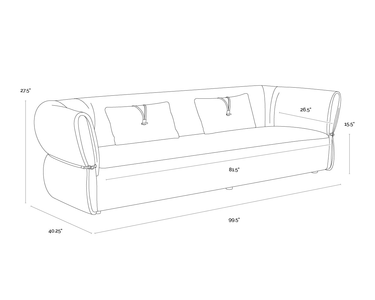 Davisville Sofa dimensions schematic
