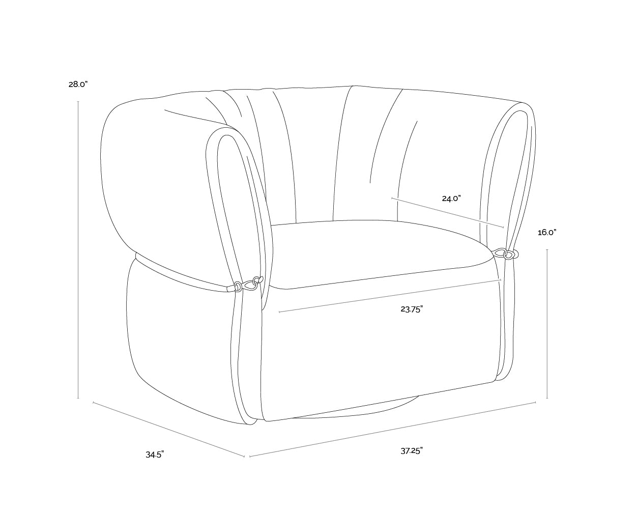 Davisville Swivel Armchair dimensions schematic
