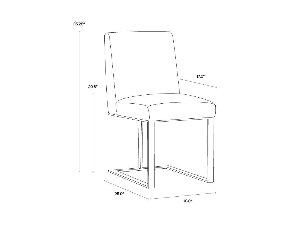 Dean Dining Chair - Antique Brass dimensions schematic