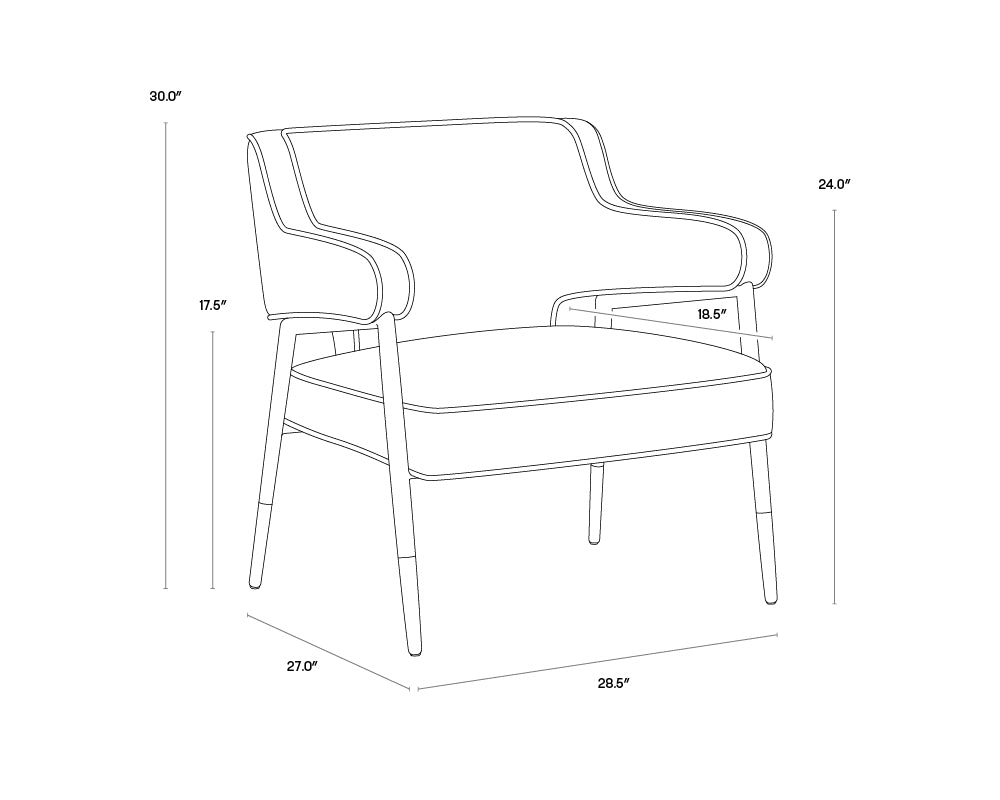 Derome Lounge Chair dimensions schematic