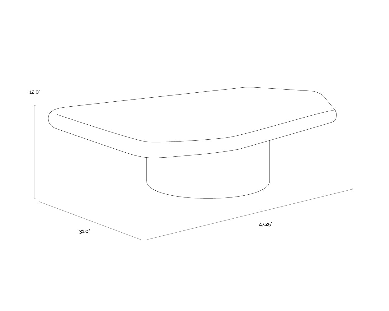 Detti Coffee Table - Large dimensions schematic