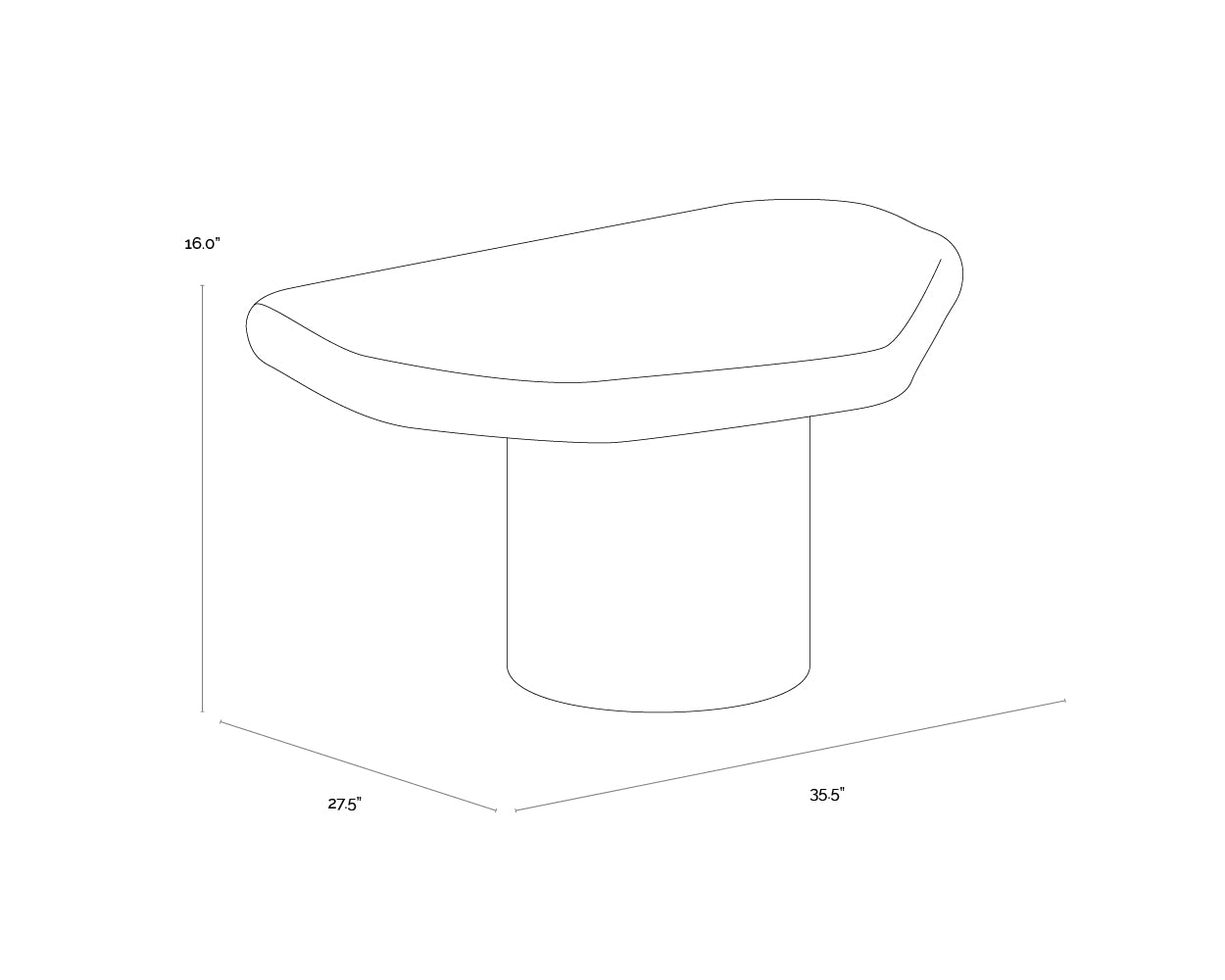 Detti Coffee Table - Small dimensions schematic