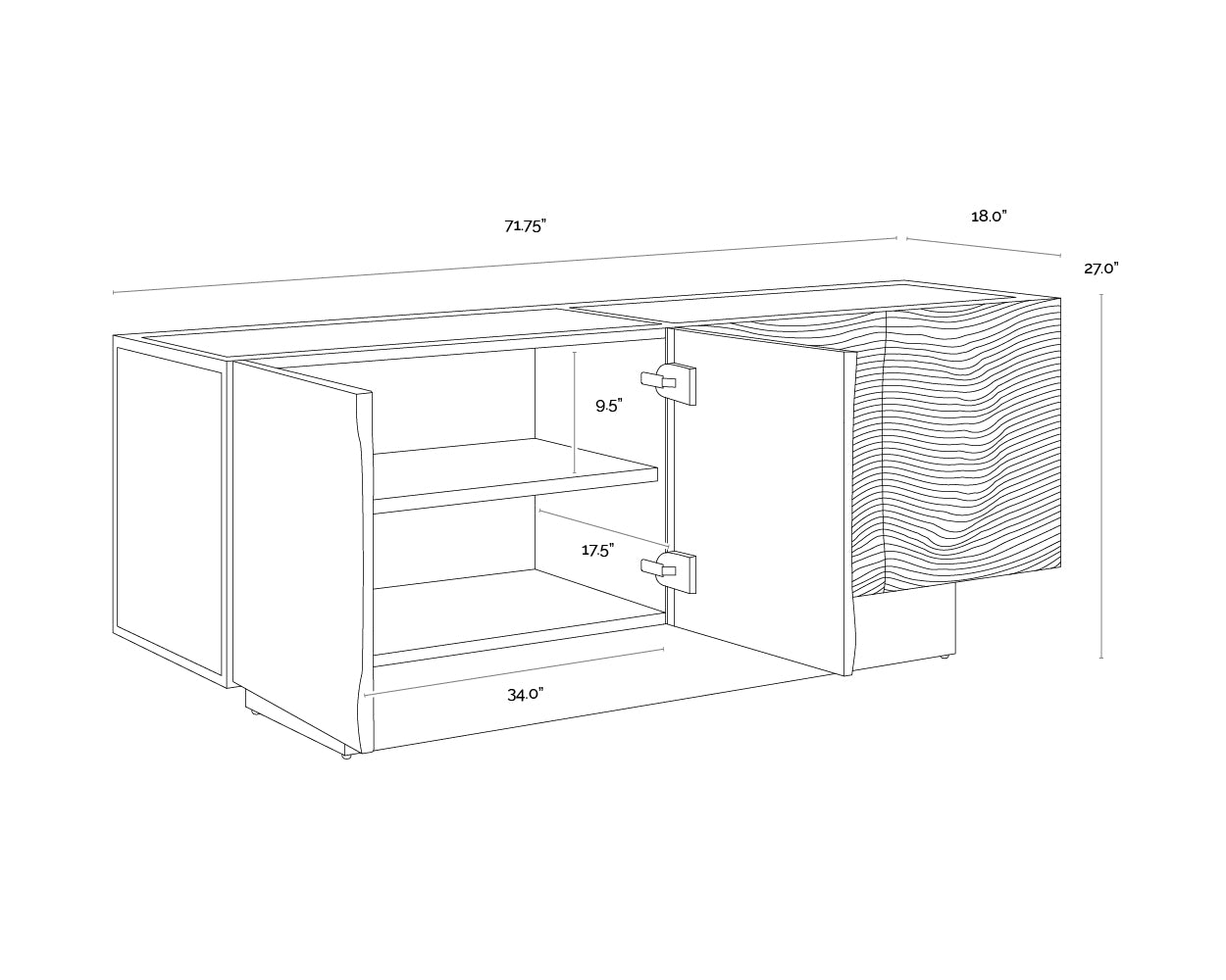 Dharkan Sideboard dimensions schematic