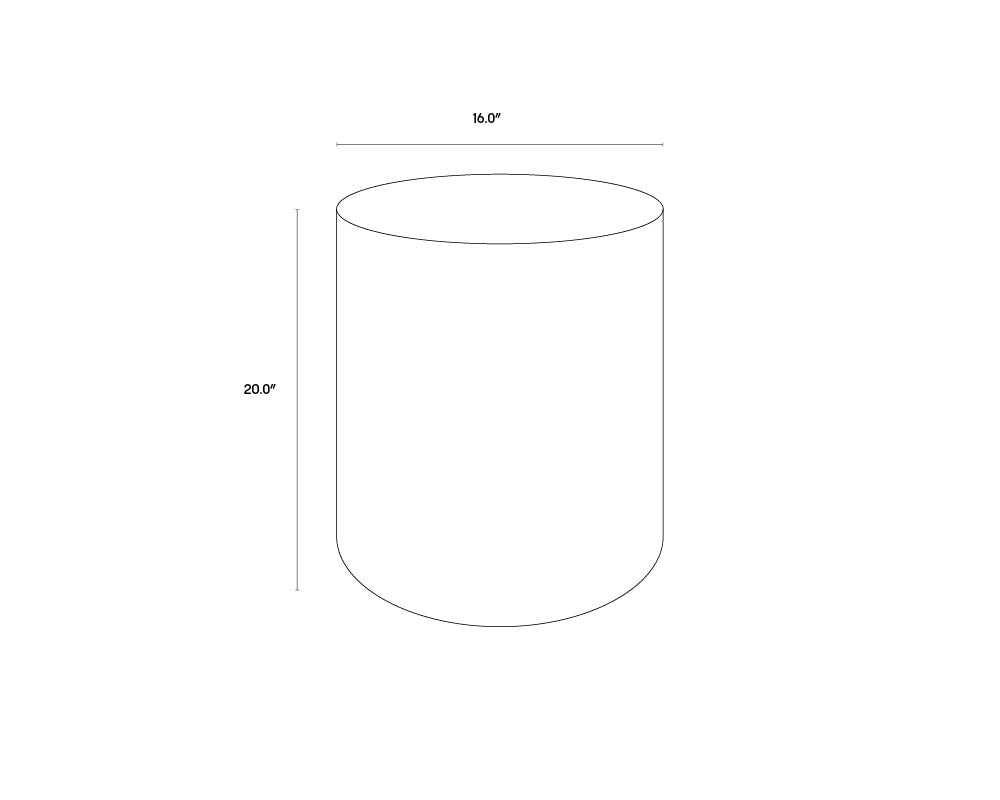 Diaz End Table - Grey dimensions schematic