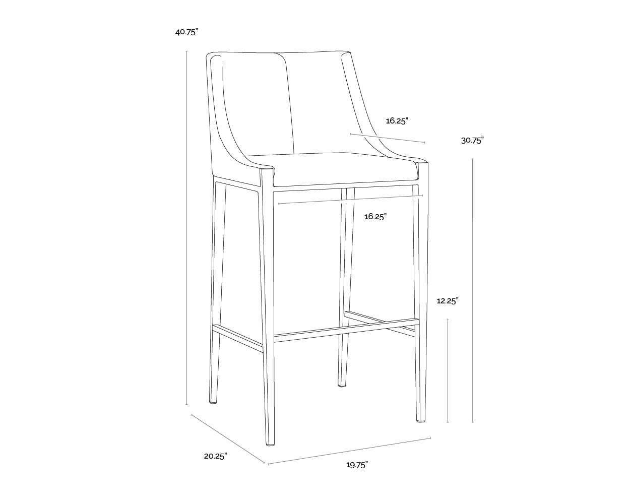 Dionne Barstool dimensions schematic