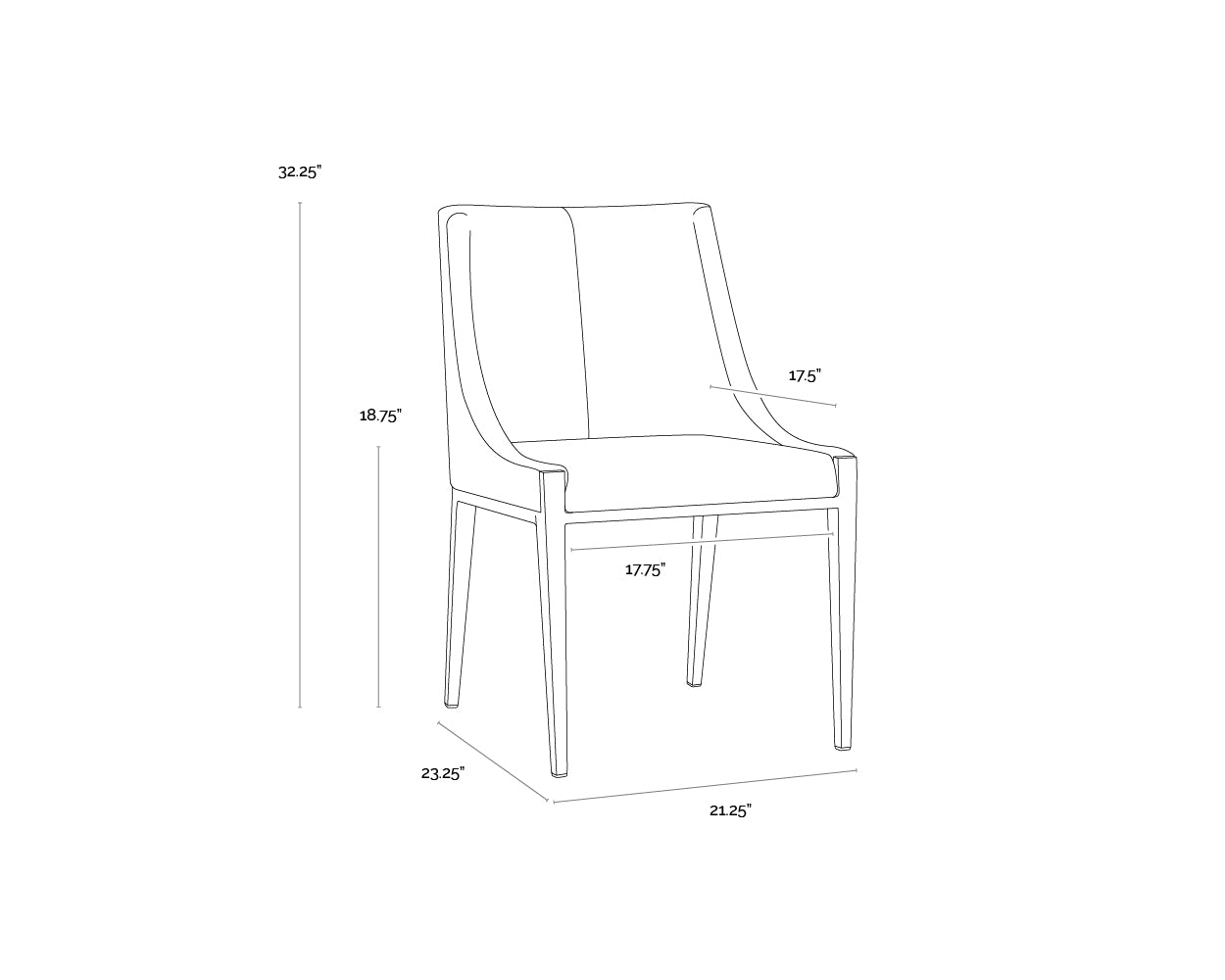 Dionne Dining Chair dimensions schematic
