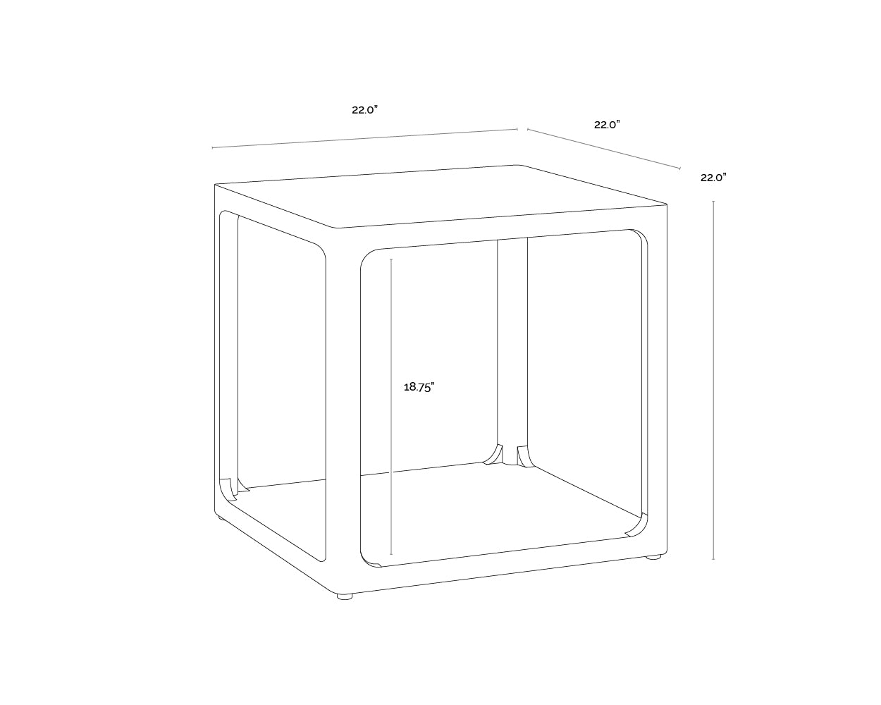 Doncaster Side Table - Black dimensions schematic