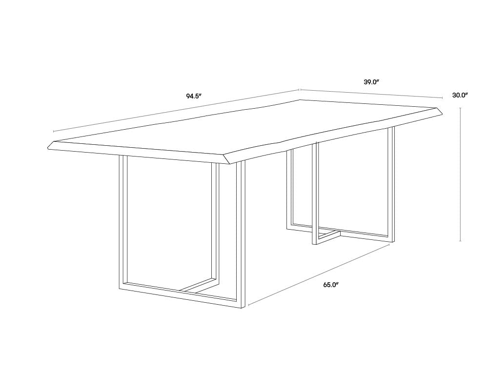 Donnelly Dining Table - 95" dimensions schematic