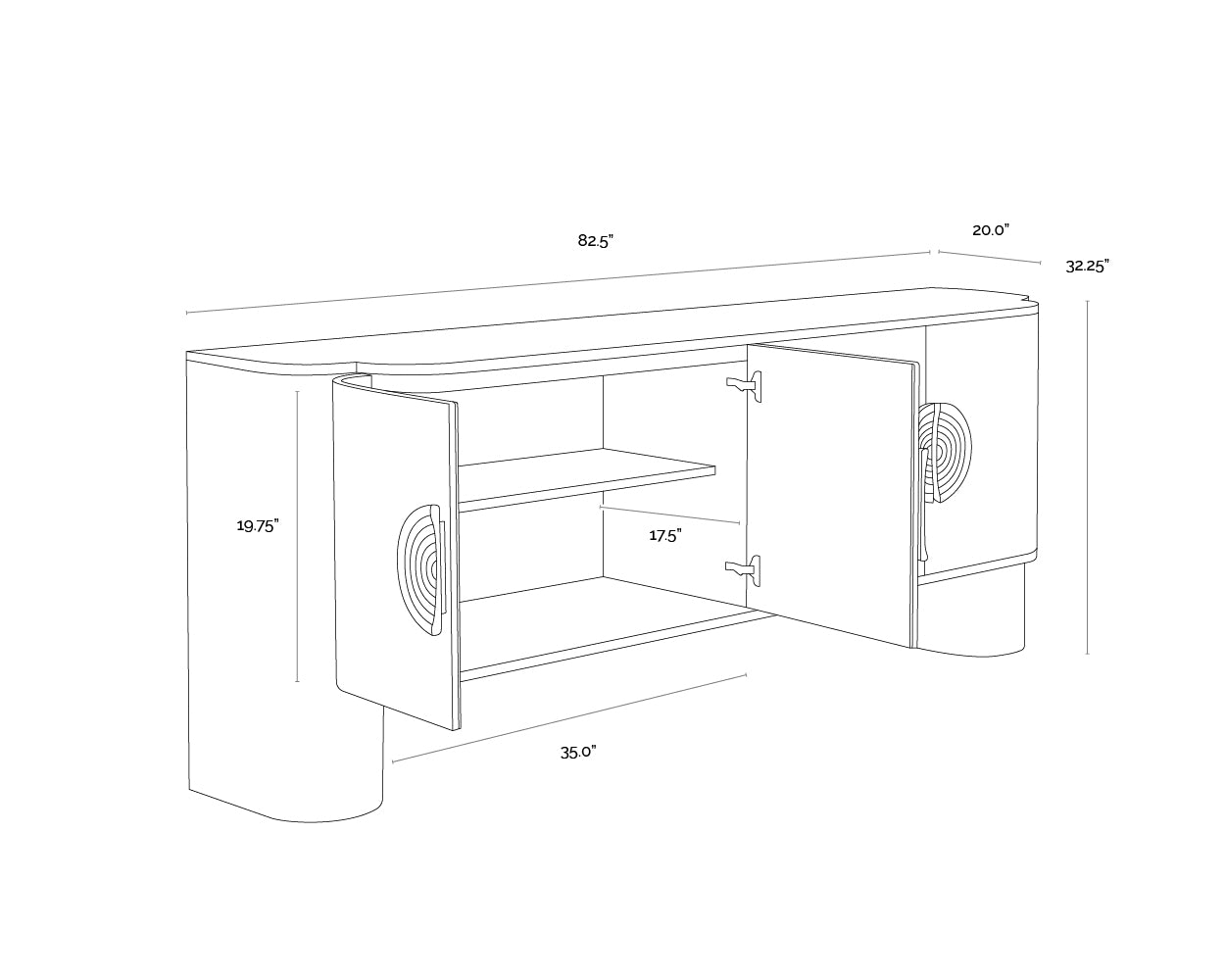Dresden Sideboard dimensions schematic